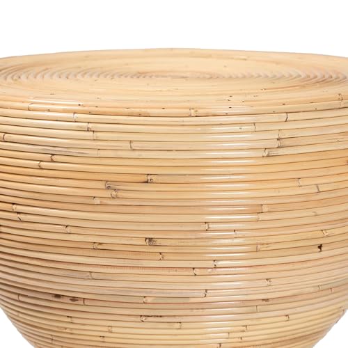 bali & pari Tokyo Laminated Natural Rattan Side Table – Hourglass Accent Table with Modern Sculptural Design, Boho Chic Style for Living Room or Bedroom, Natural, 22-inch Wide by bali & pari - Image 3