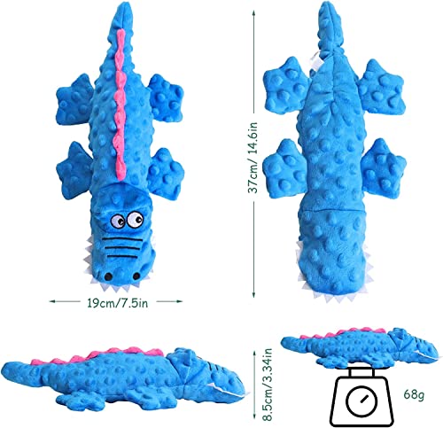 3 Pack Dog Squeaky Toys With Crinkle Paper- No Stuffing Dog Chew Toy For Puppy Teething- Durable Crocodile Plush Crinkle Interactive Tots Toy For Small Medium Large Dogs (Green + Blue + Purple) #TOP5