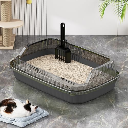 Arenero Semi Cerrado para Gatos Gris Pequeño miniatura 1