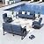 ALAULM Aluminum Patio Furniture Set with 2 Swivel Chairs 7-seat Metal Outdoor Furniture Patio Sectional Sofas Patio Conversation Set w/5.1" Cushions for Patio, Backyard, Poolside-Dark Blue