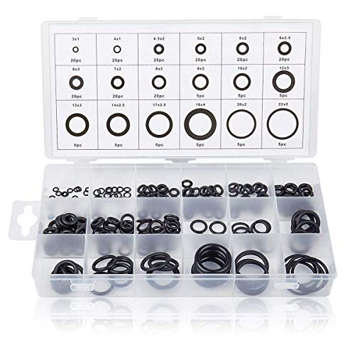 LEXPON 225 Pcs Rubber O-Ring Assortment Kit Washer Gasket Sealing Pack 18 Sizes