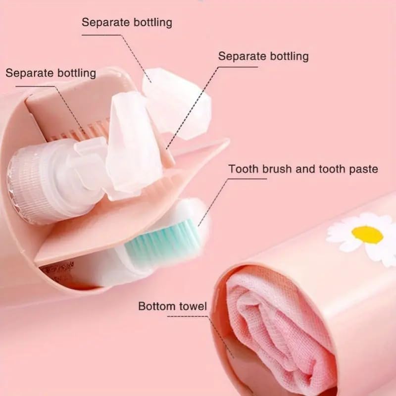 Image of Portable Transparent Toothbrush Travel Case - Anti-Bacterial Toothbrush Cover, Portable Holder for Home & Travel (1, Pink Travel Kit)