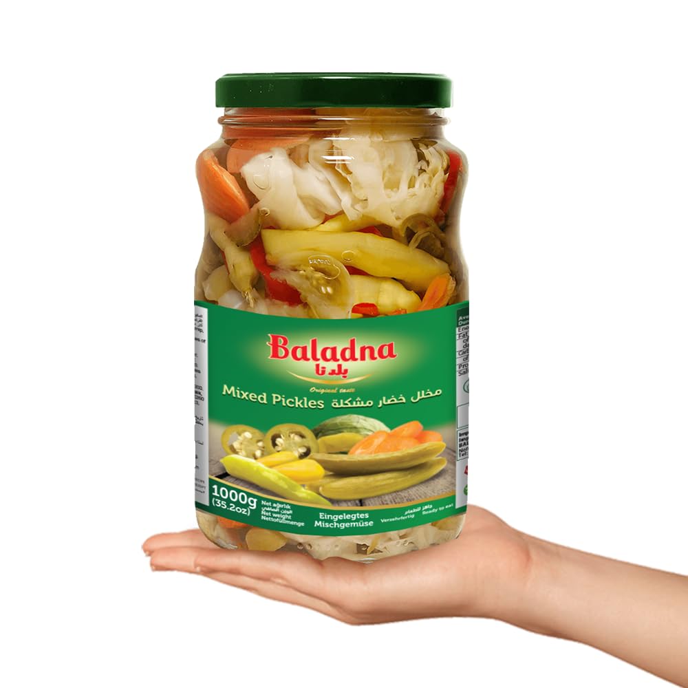 Baladna Eingelegtes Mischgemüse 1000 g x 3 (Abtropfgewicht 600 g x 3) | Knackiges eingelegtes Gemüse | Perfekt für Mezze, Salate & Beilagen | Orientalische Spezialität | Vegan | Glutenfrei | Halal