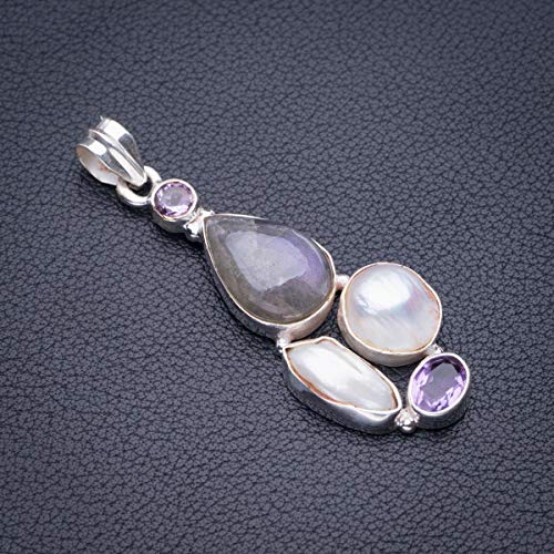 Pendentif labradorite de feu bleu et améthyste pour sublimer vos soirées - 2
