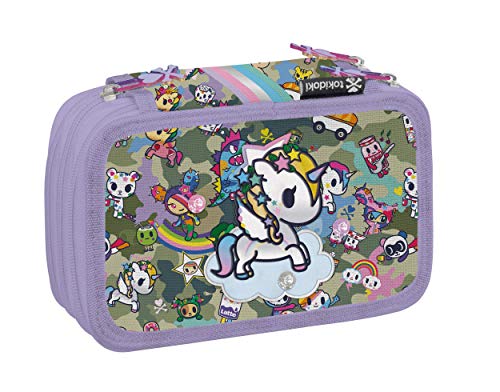 Il materiale èsterno è in resistente canvass di poliestere, stampato con la iconica fantasia Tokidoki, l'unicorno è applicato