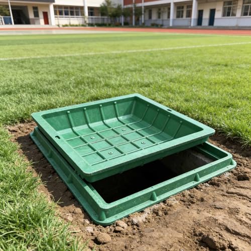 Cubierta invisible para fosa séptica, trampa de acceso integrada para césped, cuadrada, 70 cm, ideal para césped, jardines, caminos al aire libre, zonas verdes y zonas de plantación