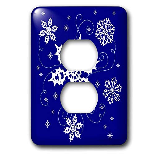 Cache-prise 2 plug cover bleu à motif flocon de neige 3dRose lsp_11680_6 pour maison