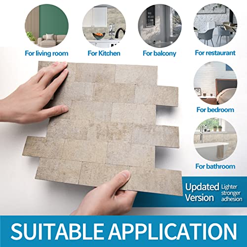 Image of Art3d Peel and Stick Backsplash, Stick on Wall Tile, 10-Pack, Stone Beige