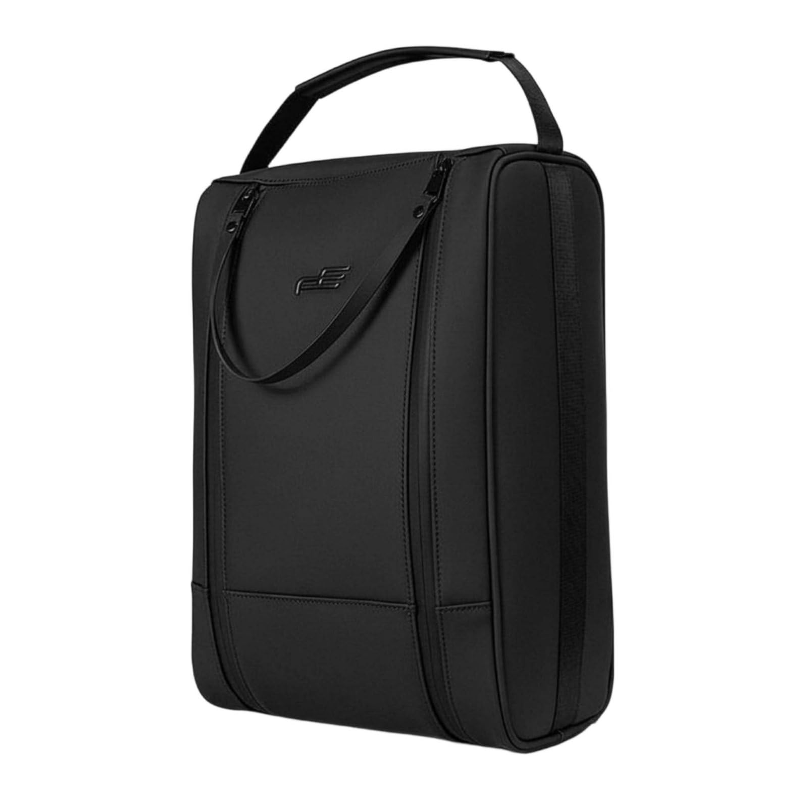 Qianly Golfschuh Tasche Tragbarer Schuheträger Golfschuh Organizer Schuhbeutel aus Pflegeleichtem PU mit Grifflasche für Separates Verstauen von Schuhen Im, Array, Schwarz