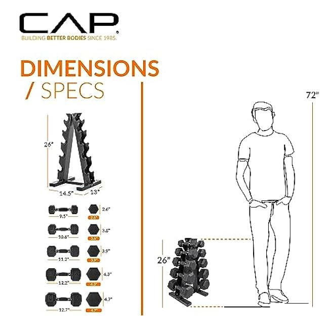 CAP Barbell Dumbbell Set with Rack | Multiple Options in 150lbs and 210lbs