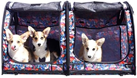 MushroomCat Portable 2 in 1double Pet Kennel/Shelter Big Show Cat Carrier/House with Small Travel Lite-Box for Cats