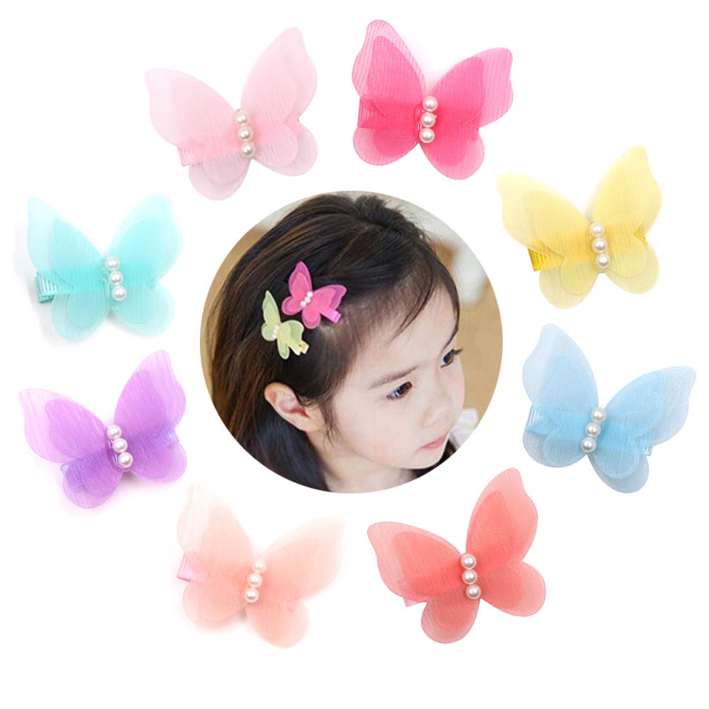 Zapire 16 Packs Baby Girl Hair Clips Chiffon Non-slip Butterfly Clips Barrettes for Girls Baby Kids Children Toddlers Hair Accessories (16 packs)