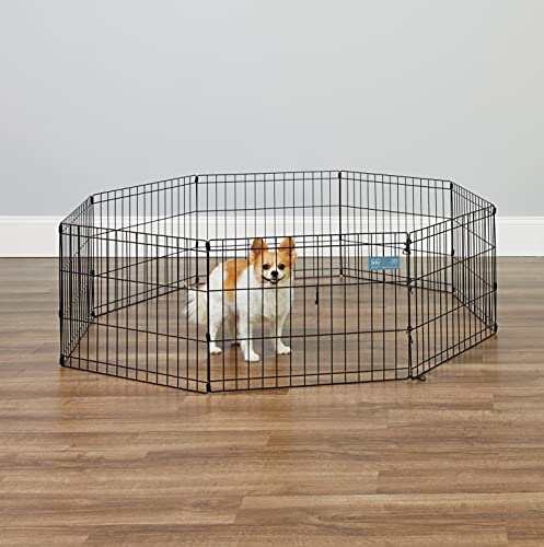 MidWest Homes for Pets Hunde-Gehege aus Metall, zusammenklappbar, mit Tür, inklusive Erdspießen, bietet 1,5 m² Spielfläche, 61 cm hoch, schwarz elektrostatisch beschichtet.