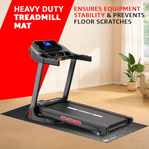 Image of PowerMax Fitness PMM-09 High-Density Treadmill Mat | SBR & PU Synthetic Material | Anti-Slip Surface, Shock Insulation, Noise & Vibration Reduction | Protects Floor & Gym Equipment | Easy-to-Clean
