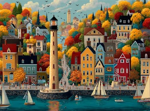 Casas adosadas Barcos Puzzle de 100 Piezas para Adultos, Puzzle Adultos 100 Piezas, Entretenimiento Creativo, Rompecabezas Clásicos, Juego de Habilidad para Toda La Familia 40x28cm