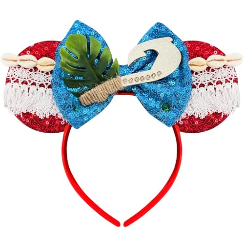 Brylla Cute Hawaii Mouse Ears Headband for Women Sequin Blue Bows