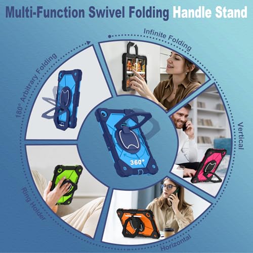 Image of WESOROL Case for Galaxy Tab A11 Plus /A9 Plus 11 Inch,Shockproof Cover for Samsung Tablet A11+ /A9+ Case with Screen Protector 360 Rotating Stand Pencil Holder Shoulder Strap,Navy Blue