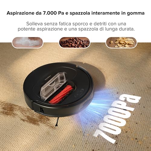roborock Qrevo S Robot Aspirapolvere e Lavapavimenti, potenza di 7000 Pa, 45 Decibel Asciugatura a basso rumore, Doppio panno rotante, Evitamento ostacoli 3D(Nero) - Immagine 3