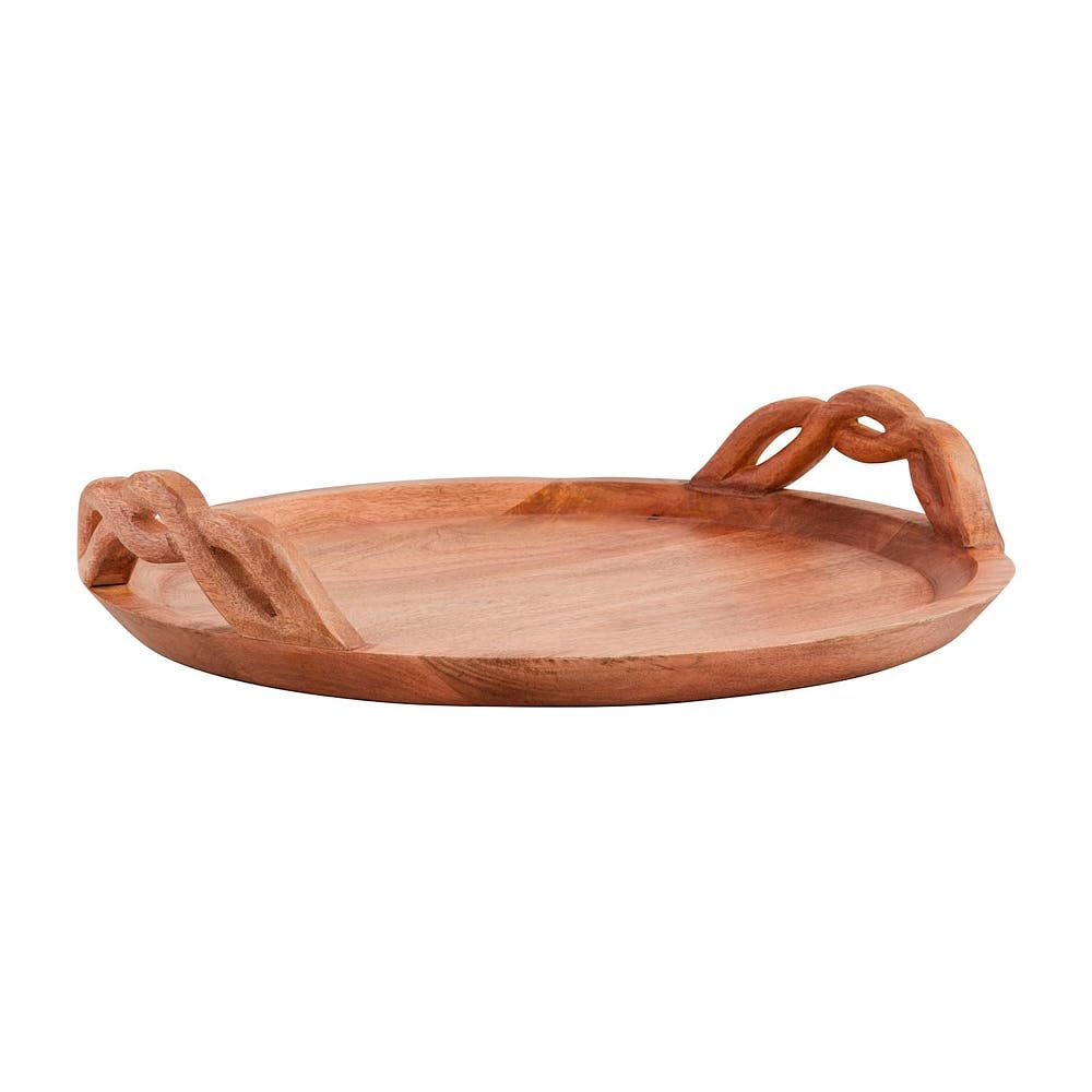 Mud Pie Tablett aus geflochtenem Holz, 45,7 cm Durchmesser, Weiß
