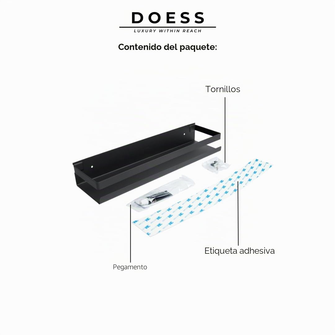 Cesta de ducha -Estante de baño -Cesta de baño -Estante de ducha -Estante de champú- Estante ducha sin taladir (Negro, 50 CM)