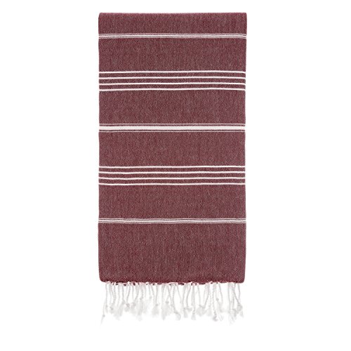 Pestemal Turkish Bath Towels 37"x70" for Bath Hamam Sauna Gym Unisex TradeMarked by Cacala Burgundy Cover