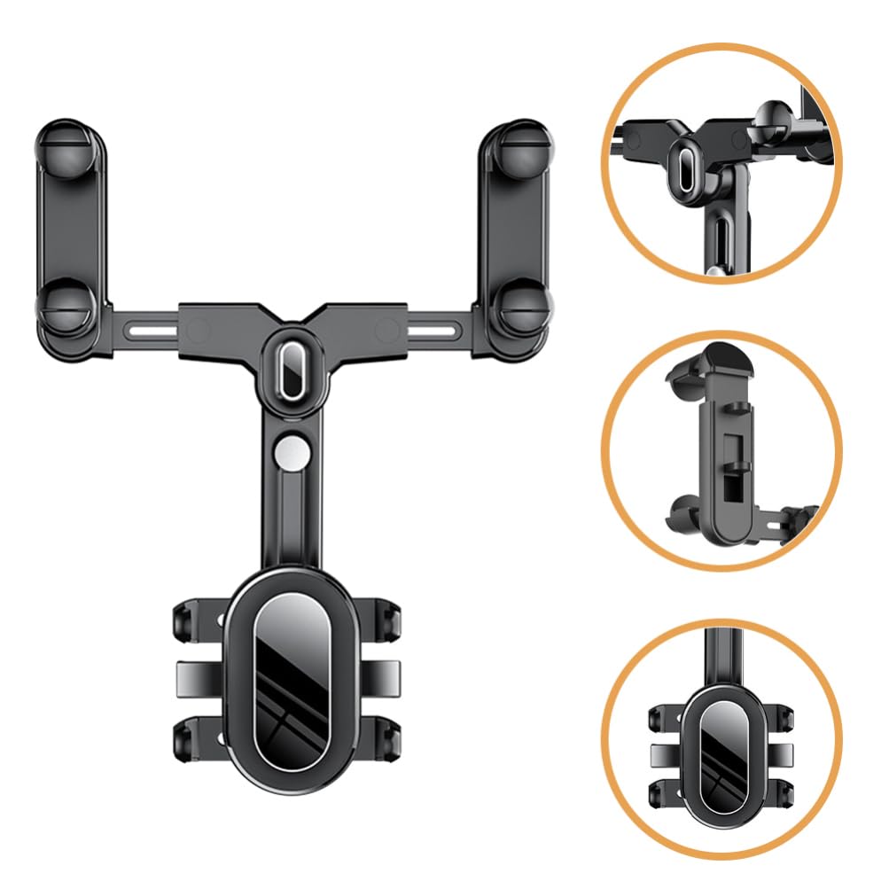 ibasenice Supporto Telefono Auto Specchietto Retrovisore Rotazione 360 Gradi Abs Nero per Smartphone Stabile