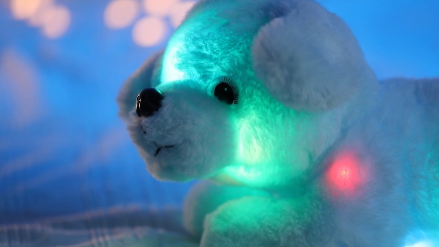 Hopearl LED Plush Husky Light up Stuffed Animal Dog Floppy Puppy Night Lights Glow
