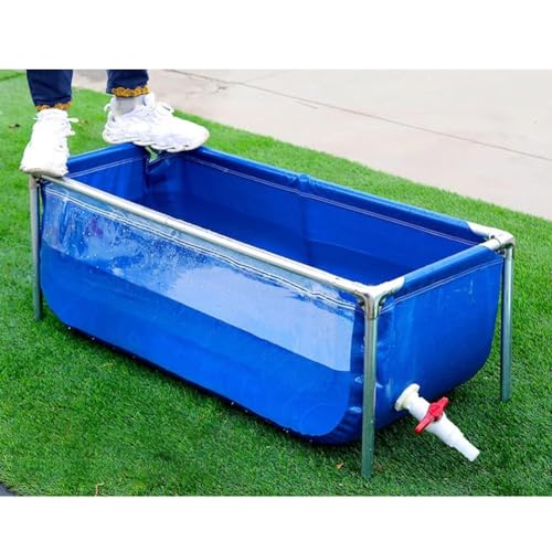 Laghetto per pesci in tela di PVC con telaio, facile da montare, per pesci e animali acquatici, finestra di visualizzazione trasparente, perfetta funzione d'acqua all'aperto