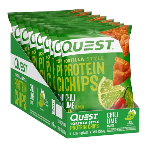 Image of Quest Nutrition Tortilla Style Protein Chips, Chili Lime, Low Carb, Gluten Free, Baked, 1.1 Ounce (Pack of 8)