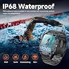 Smartwatch militar para hombre con llamadas entrantes/salientes, pantalla de 2.01", más de 170 modos deportivos, resistente al agua IP68, 30 días de batería en espera, para Android iOS, negro (2 correas) | Más de 170 modos deportivos, IP68, 30 días de batería en espera, para Android iOS, negro (2 correas) 6