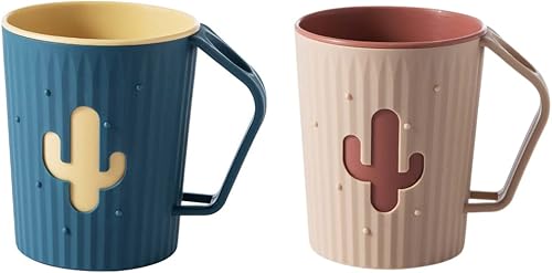 Taza de enjuague bucal de baño para niños, 12.2 fl oz, PP Material Anti-gota Taza de cepillo de dientes (azul y naranja)