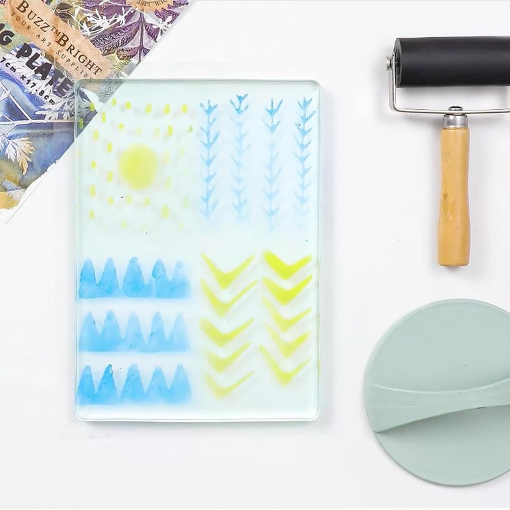 Kit de placa de impresión de gel que incluye 8 "X 10", placa de gelatina, papel de impresión, pintura acrílica para arte, monoprinting, fabricación de tarjetas