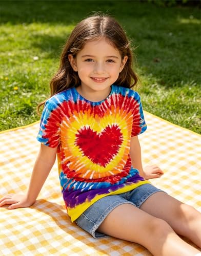 Image of SunFoucs Girls Kids Shirts Size 5-12 Tie Dye Casual Tshirt Short Sleeve Crewneck Tee Top | Short Sleeve Rainbow Tee Top