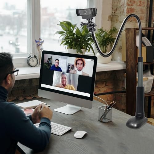 30 Inch Webcam Stand Camera Mount, Upgraded Thick Base Flexible Gooseneck Camera Stand Desk Webcam Mount Clamp for Logitech Webcam C930e C930 C920... - Image 5