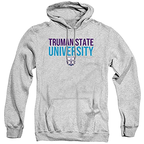 Truman State University Official Stacked Unisex Adult Pull-Over Hoodie, Truman State University, Athletic Heather, Large