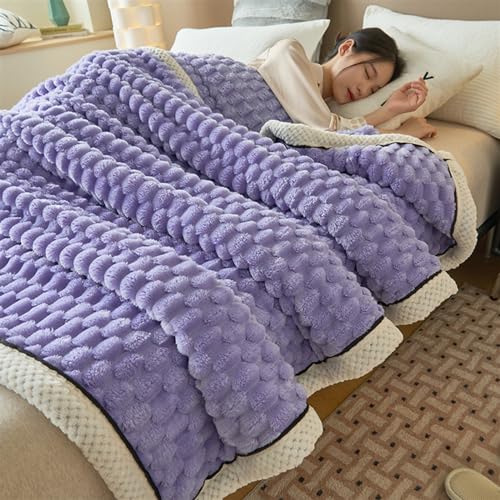 IPUDIS Weighted blanket，weighted blankets adult Large Fleece Blanket Throws for adults Sofas Soft Warm Throw Over Sofa Bed Blanket(Purple,120 * 200cm)