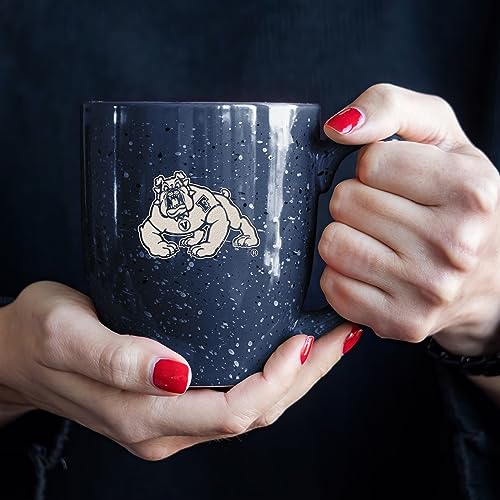 Image of Rico Industries NCAA Fresno State Bulldogs Navy Blue Personalized 16 oz Team Color Laser Engraved Speckled Ceramic Coffee Mug