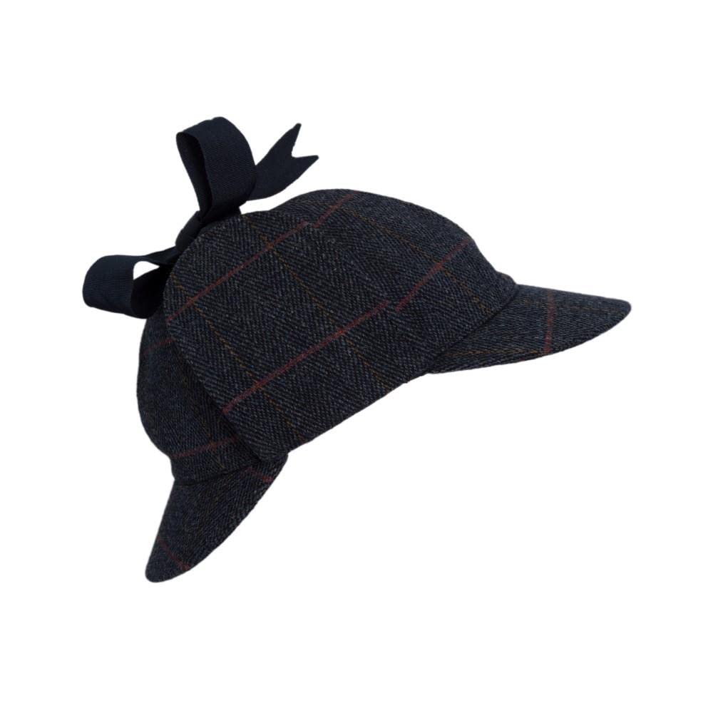 WALKER AND HAWKES - Derby Tweed Woodstock Deerstalker Hat - Blue Tweed - Small (57cm)