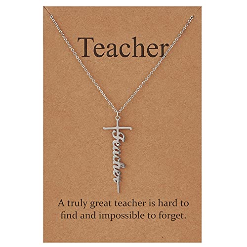 Lcherry Teacher Cross Pendant Necklace Cross Necklace Religious Jewelry for Women
