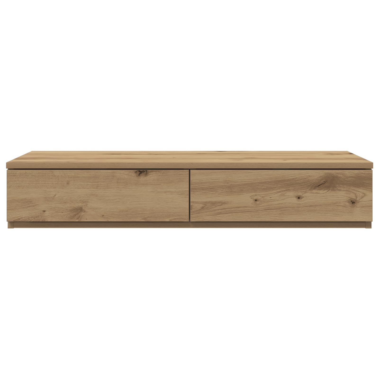 Artisan Eichen Nachttisch mit zwei Schubladen aus massiver Eiche, modernes Design fürs Schlafzimmer, robuster Beistelltisch mit Stauraum, 75 x 36,5 x 16,5 cm