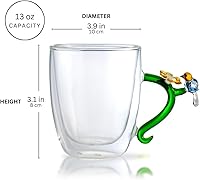 Vista 2 de Qualia Glass Juego de 2 tazas botánicas de doble pared transparentes