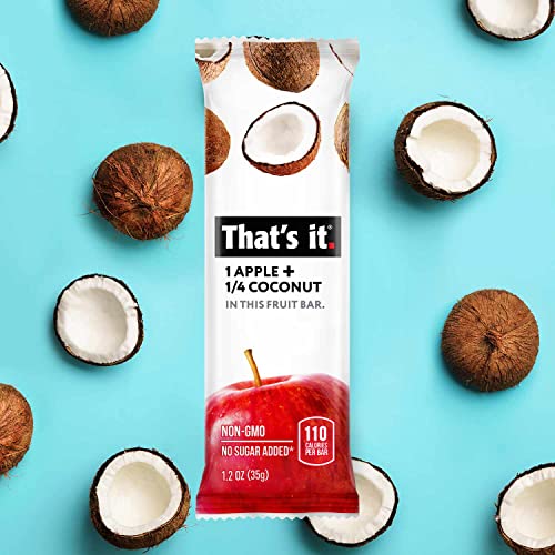 That's It. Apple + Coconut 100% Natural Real Fruit Bar, Best High Fiber Vegan, Gluten Free Healthy Snack, Paleo For Children & Adults, Non Gmo No Added Sugar, No Preservatives Energy Food (12 Pack) #TOP3
