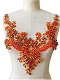 Handmade Rhinestones lace Applique handsewing Beads Trim Patches Neckline for Dress Clothes Accessor