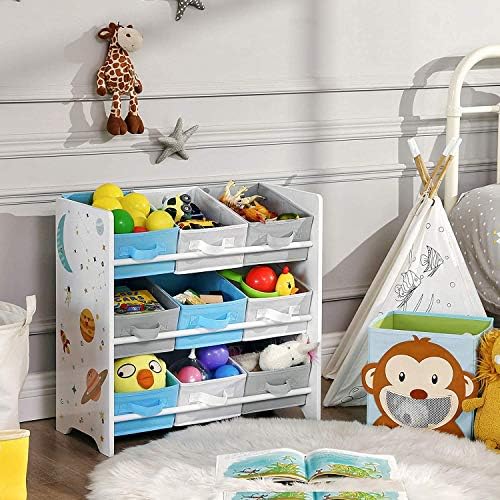 SONGMICS Children's Storage Shelf for Toys and Books, Toy Chest with 9 Removable Boxes UGKR33WT 2 51ptYLGtrVL. AC