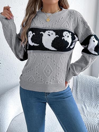 Women's Halloween Pumpkin Sweater Cute Crewneck Knitted Long Sleeve Pullover Tops Fall Winter Fashion Clothes2