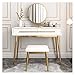 Zestaw próżności Dressing Stół Stół Paint Makeup Tabela Mały Apartament Mini Dressing Stół Połączenie LED Oświetlone Lustro + Taboret Makeup Biurko tabeli tabeli (Color : White)