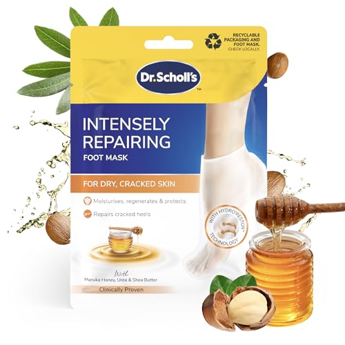 Scholl PediMask for Soft Feet Deep Moisturising Pedicure Foot Mask with Manuka Honey Urea and Shea Butter Clinically Proven for Softer Feet