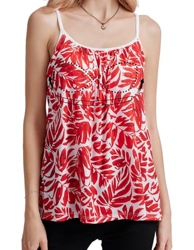 Image of Camisoles for Women with Built in Bra Adjustable Strap Tank Tops Cami Sleeveless Summer Tops for Workout Sleeping Traveling