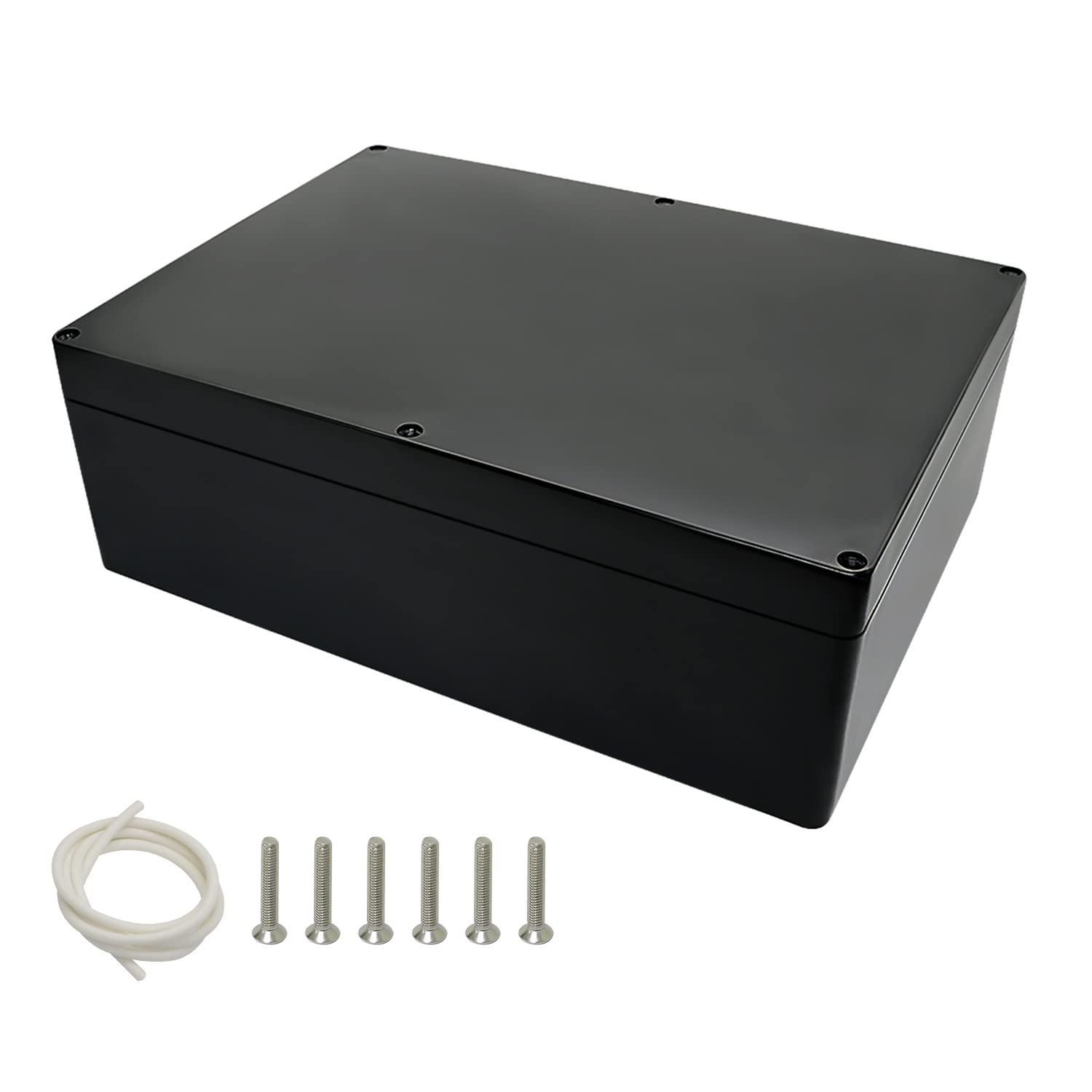 Project Box IP65 - Caja de conexiones impermeable a prueba de polvo, caja de plástico ABS para proyectos electrónicos y exteriores, color negro, 263 x 182 x 95 mm