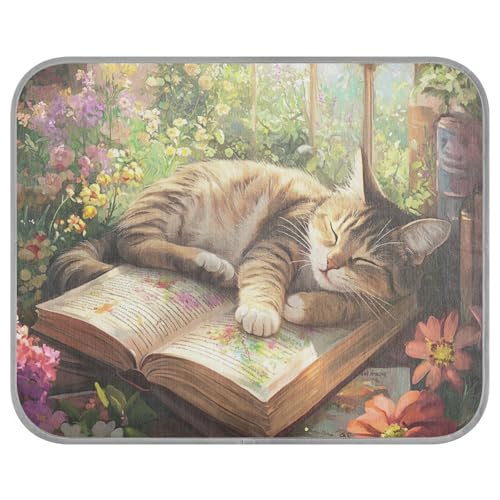 siphylline Garden Flower Sleep Cat Summer Cooling mat for Outside Self Cooling Blankets for Indoor Cats for Chicken Cats Outdoor Summer tapete enfriador para Perros S